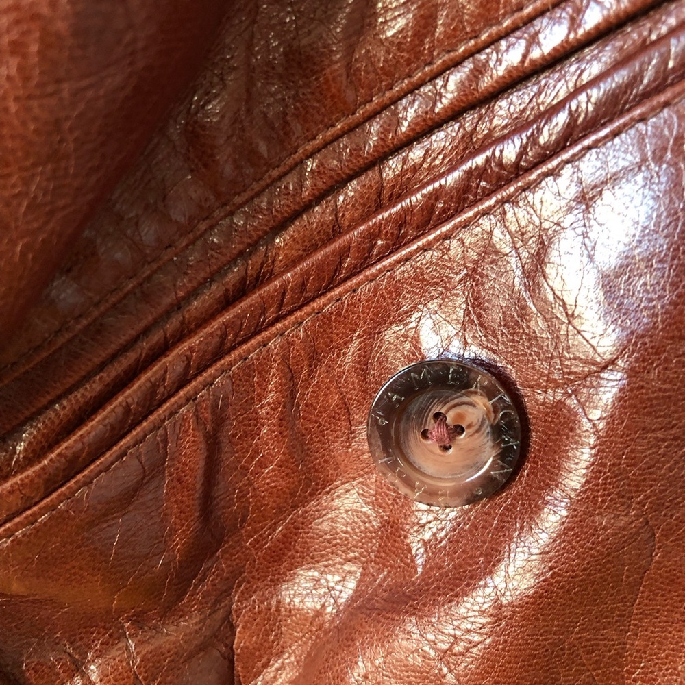 Men’s Vintage 90s brown leather bomber coat jacket L - Picture 8 of 16